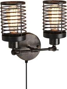 img 4 attached to 💡 Luxurious Vintage Wall Sconces: 2-Light Plug-in Fixtures for Dimmable, Industrial Indulgence - Rustic Indoor Lighting for Living Room, Bedroom, Bathroom