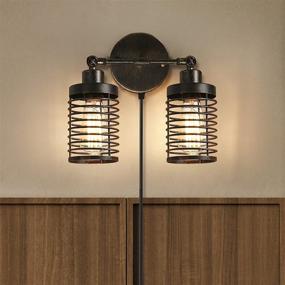 img 3 attached to 💡 Luxurious Vintage Wall Sconces: 2-Light Plug-in Fixtures for Dimmable, Industrial Indulgence - Rustic Indoor Lighting for Living Room, Bedroom, Bathroom