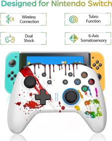 img 2 attached to 🎮 Next-gen Wireless Pro Controller for Switch/Switch Lite/Switch OLED - REDSTORM Gamepad with Joystick, Turbo, Vibration, Screenshot & 6-Axis Motion - Ergonomic Non-Slip Design in Sleek White Palm
