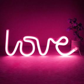 img 4 attached to Light Up Love Neon Sign - NiniTe Lights, Cute Neon Love Lamp - 💡 Battery or USB Powered Night Light for Wall Decor in Kids Room, Bedroom, Festival, Party (Pink)