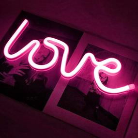 img 1 attached to Light Up Love Neon Sign - NiniTe Lights, Cute Neon Love Lamp - 💡 Battery or USB Powered Night Light for Wall Decor in Kids Room, Bedroom, Festival, Party (Pink)