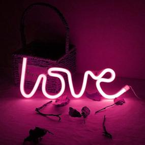 img 2 attached to Light Up Love Neon Sign - NiniTe Lights, Cute Neon Love Lamp - 💡 Battery or USB Powered Night Light for Wall Decor in Kids Room, Bedroom, Festival, Party (Pink)