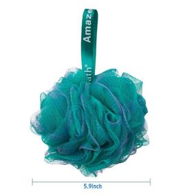 img 3 attached to 🌸 Набор из 3 цветочных зелено-голубо-фиолетовых банных губок AmazerBath Shower Loofahs - 75г для душа в ванной комнате, для мужчин и женщин