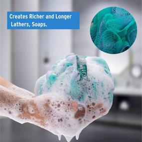 img 1 attached to 🌸 Set of 3 Flower Green-Blue-Purple AmazerBath Shower Sponge Bath Loofahs - 75g for Body Wash in Bathroom, for Men and Women