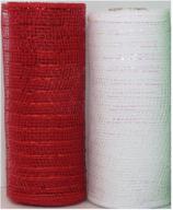 🎄 5-yard christmas decorative mesh rolls with metallic strands for crafting wreaths, centerpieces, displays, table drapes, and more (2 rolls in red and white) logo