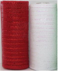 img 1 attached to 🎄 5-Yard Christmas Decorative Mesh Rolls with Metallic Strands for Crafting Wreaths, Centerpieces, Displays, Table Drapes, and More (2 Rolls in Red and White)