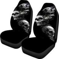 🚘 black universal skull print car seat covers set - flat fabric, suv truck van fit, automatic seat protectors - buybai logo