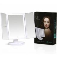 💡 prosper beauty lighted makeup mirror vanity - lit 36 led lights, natural beauty cosmetic travel trifold, 1x / 2x / 3x magnification, usb charging, 180 degree adjustable stand (white) logo