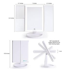 img 2 attached to 💡 Prosper Beauty Lighted Makeup Mirror Vanity - LIT 36 LED Lights, Natural Beauty Cosmetic Travel Trifold, 1x / 2X / 3X Magnification, USB Charging, 180 Degree Adjustable Stand (White)