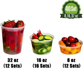 img 2 attached to 🍱 Safeware Deli Plastic Food Containers with Airtight Lids - Combo Pack of 8, 16, and 32 Oz Sizes [40 Sets] - Leakproof, Reusable, Microwaveable & Freezer Safe - Ideal for Storage, Meal Prep, Soup & Slime