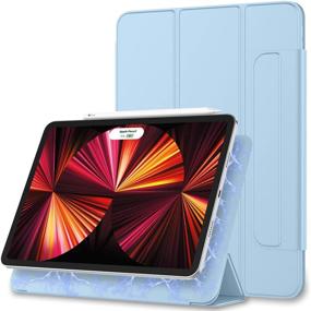 img 4 attached to 📱 ZryXal iPad Pro 11 Inch Case 2021(3rd Generation) - Rebound Magnetic Smart Case Cover with Convenient Magnetic Attachment, Auto Sleep/Wake Feature - Sky Blue, Compatible with 2021/2020 iPad Pro 11