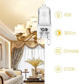 img 2 attached to 💡 12 Pack 120V 40W G9 Bi-Pin Halogen Bulbs: Dimmable, T4 JCD Type Replacement for Ceiling Lights, Table & Cabinet Lighting, Warm White Brightness