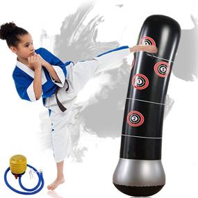 img 3 attached to ⚽️ Inflatable Freestanding Fitness Punching Bag: De-Stress with Effective Boxing Target for Children & Adults (160CM+) – Includes Foot Pump