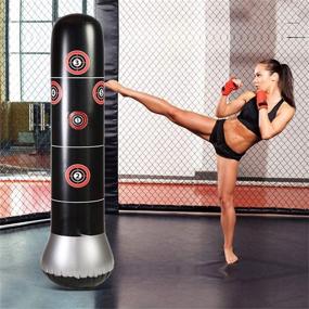 img 2 attached to ⚽️ Inflatable Freestanding Fitness Punching Bag: De-Stress with Effective Boxing Target for Children & Adults (160CM+) – Includes Foot Pump