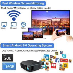 img 3 attached to 🎥 1080P Native FHD Projector with Wifi, Bluetooth, HDMI, 1920x1080p Smart Wireless LCD LED Movie Projector | Built-in Speakers, Airplay/Miracast, USB, ZOOM, 7200lm Video Proyector Beamer | Ideal for Home Theater, Gaming, TV