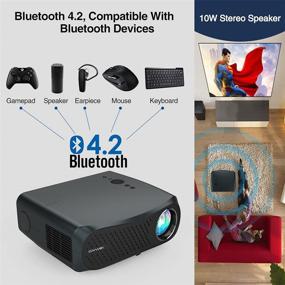 img 2 attached to 🎥 1080P Native FHD Projector with Wifi, Bluetooth, HDMI, 1920x1080p Smart Wireless LCD LED Movie Projector | Built-in Speakers, Airplay/Miracast, USB, ZOOM, 7200lm Video Proyector Beamer | Ideal for Home Theater, Gaming, TV