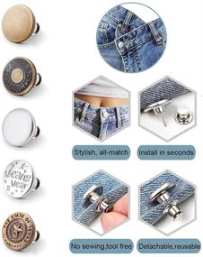 img 3 attached to Wayilea Button Pins for Jeans - 5 Pack, No Sewing Required. Adjustable Button Clips Extenders for Pants - 5 Pack. Extra Retractable Instant Button Adjuster for Simple Jeans Tightening and Sizing.