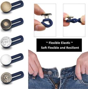 img 2 attached to Wayilea Button Pins for Jeans - 5 Pack, No Sewing Required. Adjustable Button Clips Extenders for Pants - 5 Pack. Extra Retractable Instant Button Adjuster for Simple Jeans Tightening and Sizing.