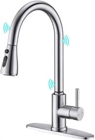 img 4 attached to 💦 ARRISEA Touchless Kitchen Faucet with Pull Down Sprayer - Brushed Nickel Stainless Steel Sink Faucet Including Deck Plate