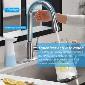 img 3 attached to 💦 ARRISEA Touchless Kitchen Faucet with Pull Down Sprayer - Brushed Nickel Stainless Steel Sink Faucet Including Deck Plate