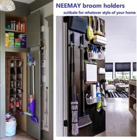 img 3 attached to NEEMAY Broom Holder: Wall Mount Mop Gripper Rack, Self-Adhesive and super durable - Ideal for Home, Kitchen, Garden, Garage Storage (4 PCS)