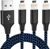 ⚡️ 3pack 10ft nylon braided mfi certified lightning cable for fast charging and syncing - compatible with iphone 12/11pro max/11/xr/x/8/7/6/5 and more logo