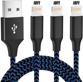 img 4 attached to ⚡️ 3Pack 10Ft Nylon Braided Mfi Certified Lightning Cable for Fast Charging and Syncing - Compatible with iPhone 12/11Pro Max/11/XR/X/8/7/6/5 and More