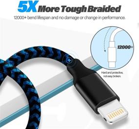 img 1 attached to ⚡️ 3Pack 10Ft Nylon Braided Mfi Certified Lightning Cable for Fast Charging and Syncing - Compatible with iPhone 12/11Pro Max/11/XR/X/8/7/6/5 and More