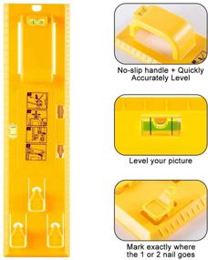 img 3 attached to 🖼️ Easy Frame Picture Hanger Kit - Picture Hanging Tool with Built-in Level - Yellow Wall Hanging Tool