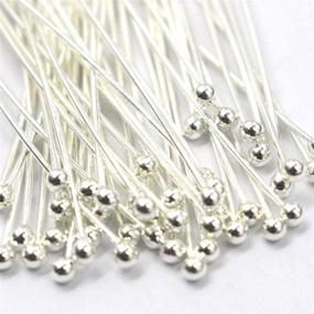 img 2 attached to 💎 Tacool Real 925 Sterling Silver Head Pins: Perfect for Gemstone Jewelry Making Beads (Silver, 1.5x20mm)