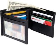 genuine leather tri-fold wallet with rfid blocking feature - enhancing security and protection logo