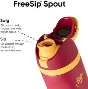 img 2 attached to Hufflepuff 24-Ounce BPA-Free Harry Potter FreeSip Stainless Steel Water Bottle with Straw - Ideal for Sports and Travel