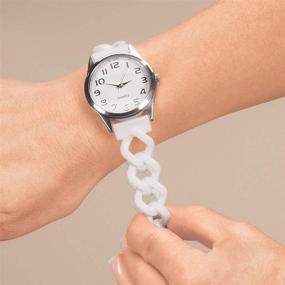 img 2 attached to Silicone Stretch Watch in 🕒 Elegant White - Durable, Comfortable, and Stylish