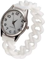 silicone stretch watch in 🕒 elegant white - durable, comfortable, and stylish logo