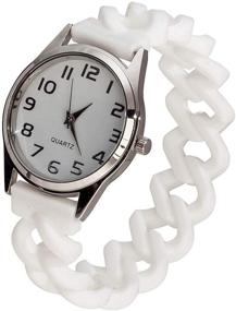 img 3 attached to Silicone Stretch Watch in 🕒 Elegant White - Durable, Comfortable, and Stylish