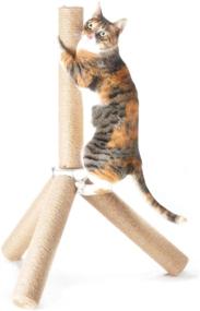 img 4 attached to 🐾 4CLAWS Jute Tripod Scratching Post - 30 Inch, White, Dimensions 30 x 21 x 21 Inches