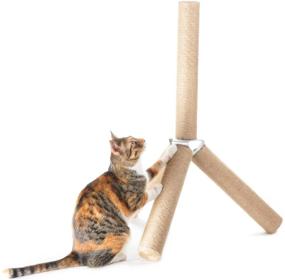 img 2 attached to 🐾 4CLAWS Jute Tripod Scratching Post - 30 Inch, White, Dimensions 30 x 21 x 21 Inches