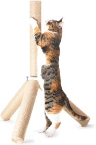 img 3 attached to 🐾 4CLAWS Jute Tripod Scratching Post - 30 Inch, White, Dimensions 30 x 21 x 21 Inches