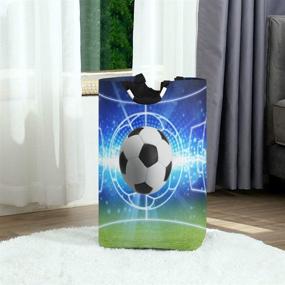 img 3 attached to 🧺 Разборная корзина для белья Unimagic Soccer с 3D-печатью | Большая корзина для белья из ткани с ручкой