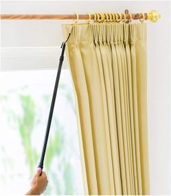 img 4 attached to 🪟 Universal Telescoping Drapery Pull Rod - The Original 36-62" Adjustable Curtain Wand and Clothes Hook Hanger for Effortless Opening and Closet Storage Organization