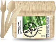 🌿 bamboodlers 200-piece disposable wooden cutlery set - 100% all-natural, eco-friendly, biodegradable, and compostable utensils - because earth is awesome! includes 100 forks, 50 spoons, 50 knives - 6.5 inches logo