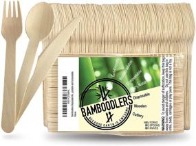 img 4 attached to 🌿 BAMBOODLERS 200-Piece Disposable Wooden Cutlery Set - 100% All-Natural, Eco-Friendly, Biodegradable, and Compostable Utensils - Because Earth is Awesome! Includes 100 Forks, 50 Spoons, 50 Knives - 6.5 Inches