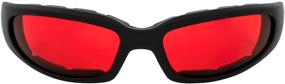 img 3 attached to Global Vision Chicago Padded Riding Glasses - Black Frame with Red Lens: High-Performance Eye Protection