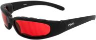 global vision chicago padded riding glasses - black frame with red lens: high-performance eye protection logo