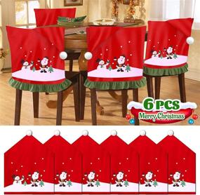 img 3 attached to Set of 6 Christmas Chair Covers with Santa Hat Design - Festive Table Decorations for Christmas Dinner Party, Holiday Festival and Home Décor