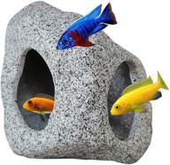 springsmart aquarium hideaway rock cave for aquatic pets: ideal for breeding, play, rest - safe & non-toxic ceramic fish tank ornaments - decor stone for betta fish логотип