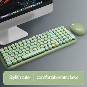 img 2 attached to 🌈 MOFii Wireless Keyboard and Mouse Combo: Compact, Colorful, and Retro with Number Pad – Compatible with PC Desktop Computer Windows (Green-Colorful)