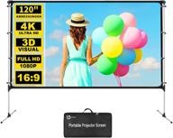 📽️ 120 inch hd 4k portable movie screen with stand (16:9), gobran fast-folding double sided projector projection screen for indoor outdoor home theater backyard cinema travel logo
