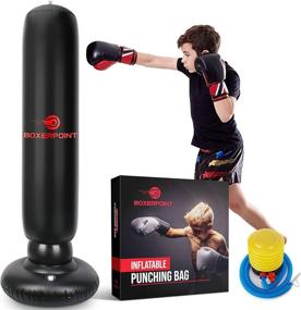 img 4 attached to 🥊 Inflatable Punching Bag for Kids - 63" High Boxing Blow Up Training Bag with Stand - Strong Kid Bop Bag for Kickboxing Practice - Bounce Back Freestanding Punch Bag Gift Set: The Ultimate Training Tool for Young Boxing Enthusiasts