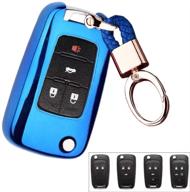 🔑 royalfox(tm) tpu flip remote key fob case cover for chevrolet camaro cruze equinox malibu ss sonic spark volt aveo epica sail 3, buick lacrosse encore gl8 regal excelle (blue) - comprehensive protection! logo